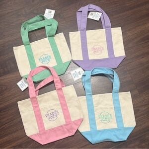 Trader Joe’s Mini Canvas Tote Bag, Set of 4 pastels